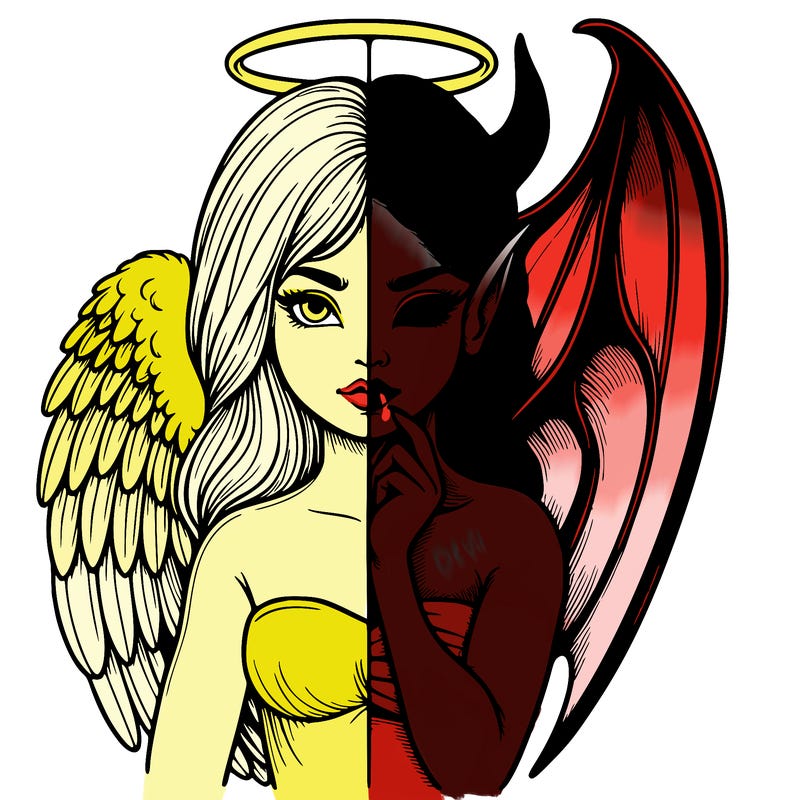 realistic angel half demon