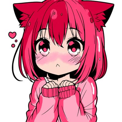 shy anime catgirl