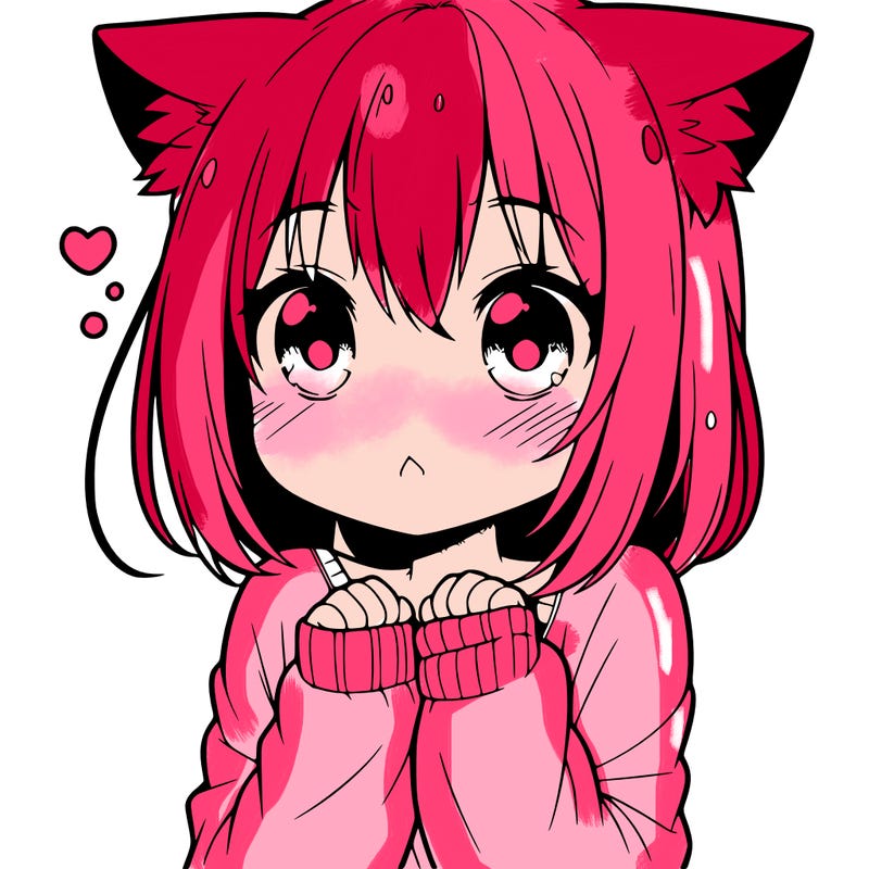 shy anime catgirl