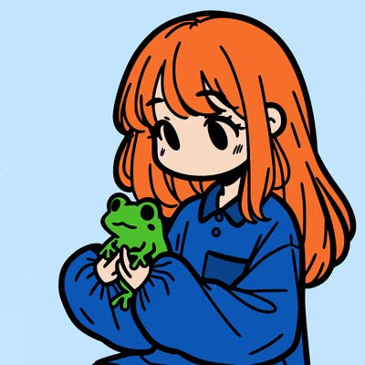 girl with long hair and a oversized shirt. and she is holding a frog