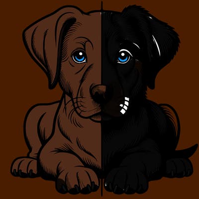 realistic dog split picture