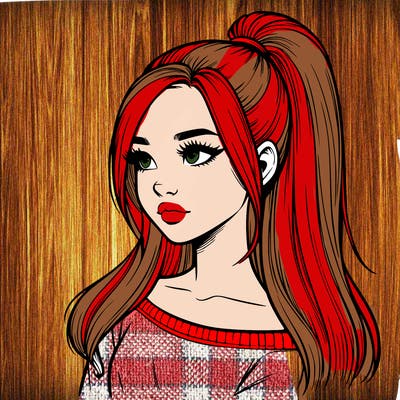 realistic girl with a high ponytail