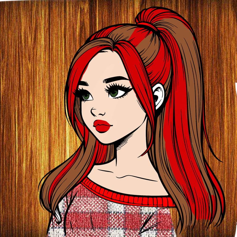 realistic girl with a high ponytail