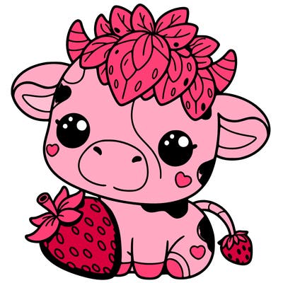 cute strawberry cow