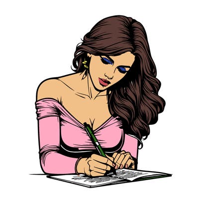 realistic female writing poetry