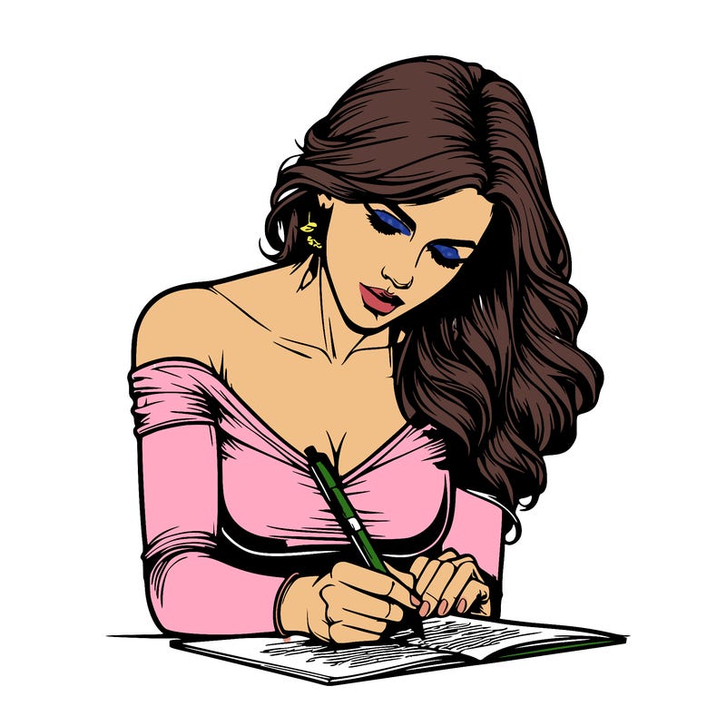 realistic female writing poetry