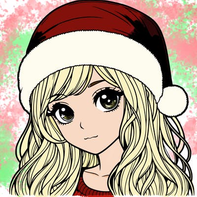 realistic girl with santa hat on