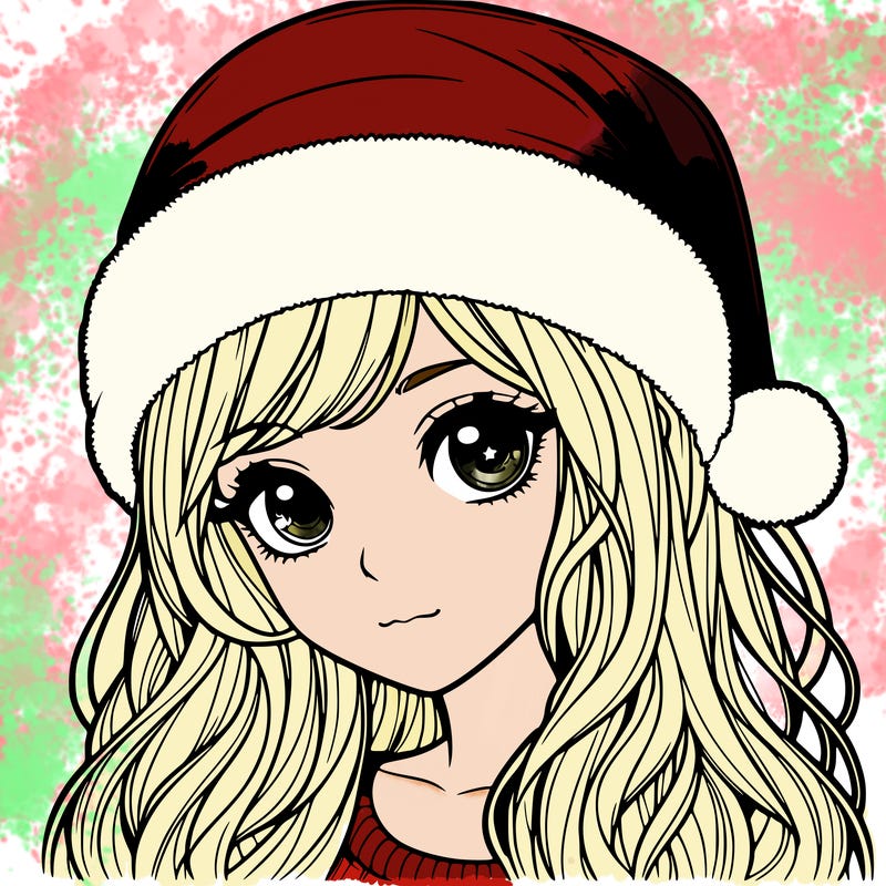 realistic girl with santa hat on
