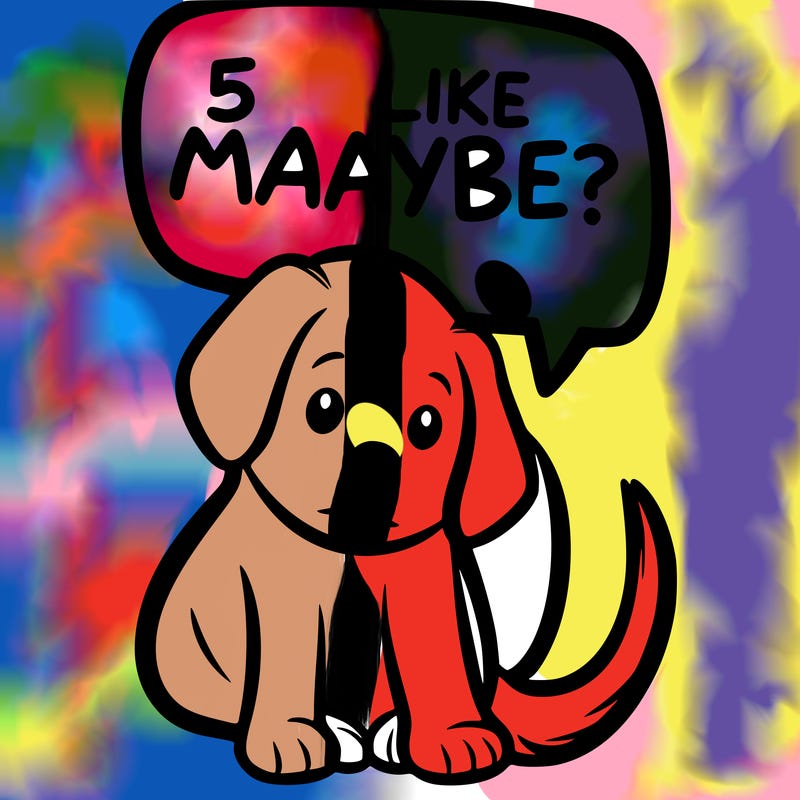 a puppy that says 5 like maybe