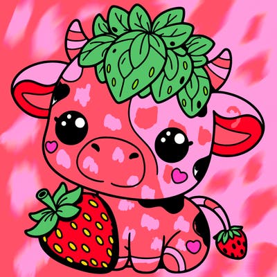 cute strawberry cow