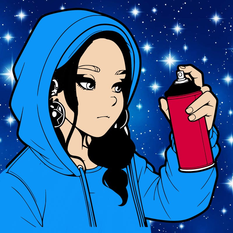 a realistic girl, spray painting