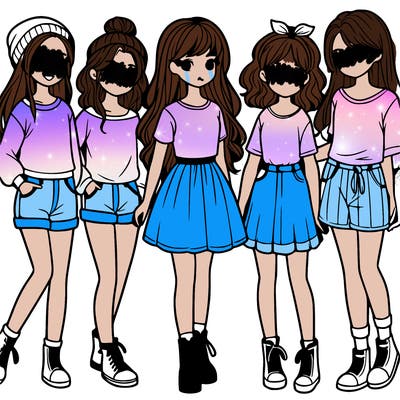 a group of five girls