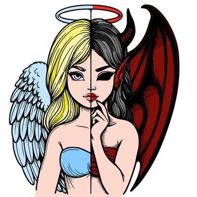 realistic angel half demon