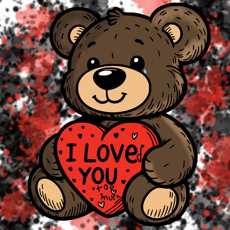 teddy bear holding an i love you heart