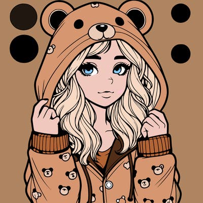 realistic girl in a animal pjs hoodie