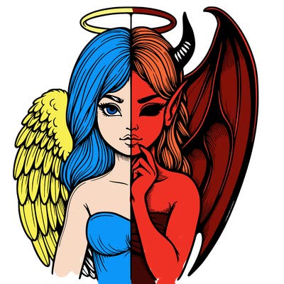 realistic angel half demon