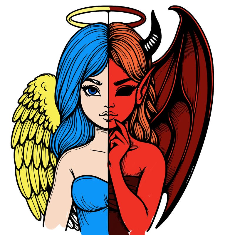 realistic angel half demon