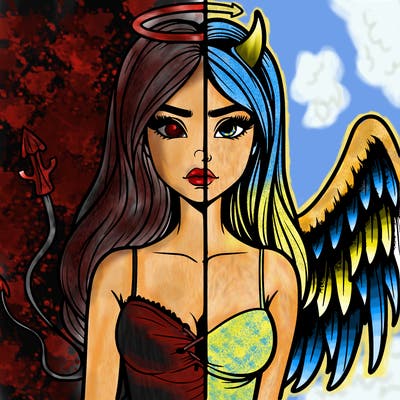 devil vs angel realistic girl