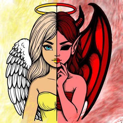 realistic angel half demon