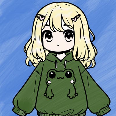 girl wearing frogging sweatshirt