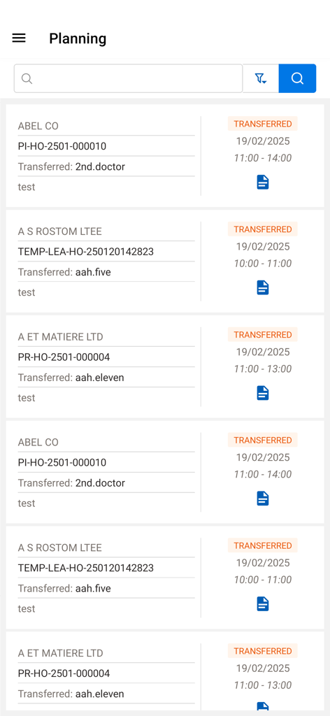 Dashboard ERP mobile Elastik per la gestione e la pianificazione degli interventi aziendali