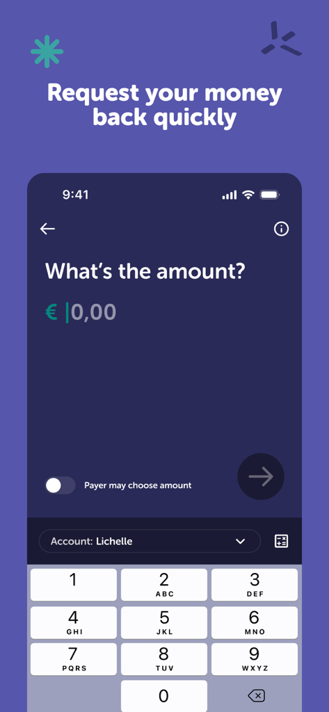 Tikkie app interface showing a screen to enter the amount for a payment request