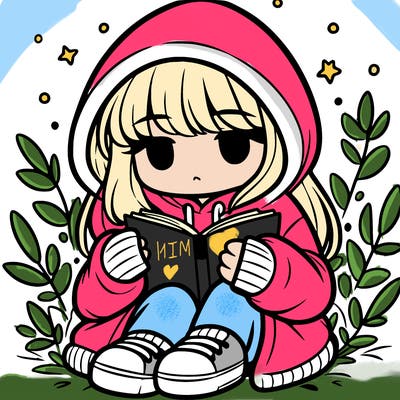 girl in oversized hoodie reading a book