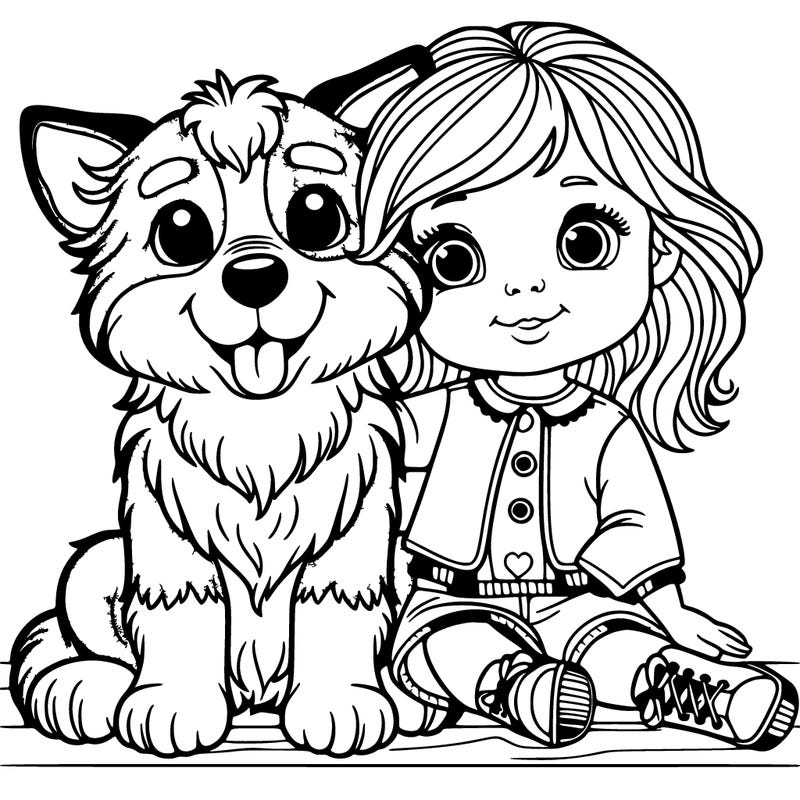 dog with cute girl