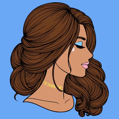 realistic woman's head & hair