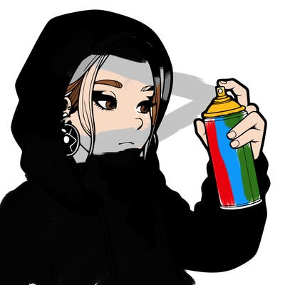 a realistic girl, spray painting
