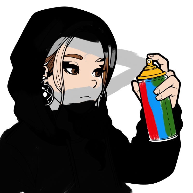 a realistic girl, spray painting