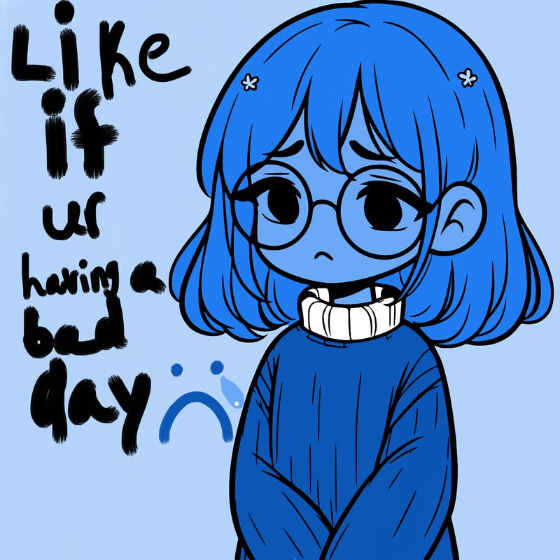 sad girl with glasses in a sweater