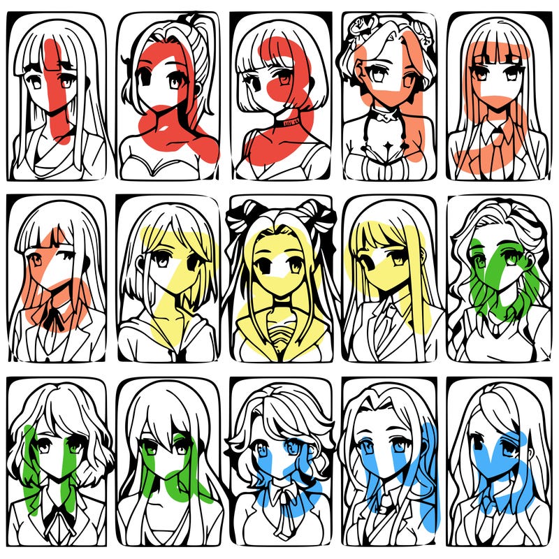 girls that look diffrent anime