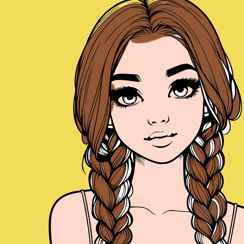 realistic girl with braids