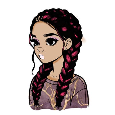 realistic girl with braids