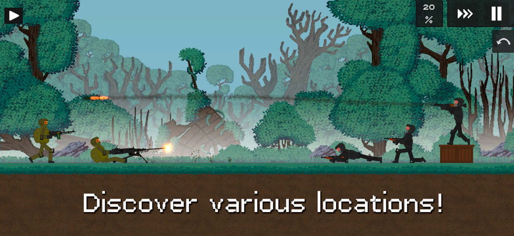 Pixel art characters engaged in a battle in a jungle setting within Fruit Playground