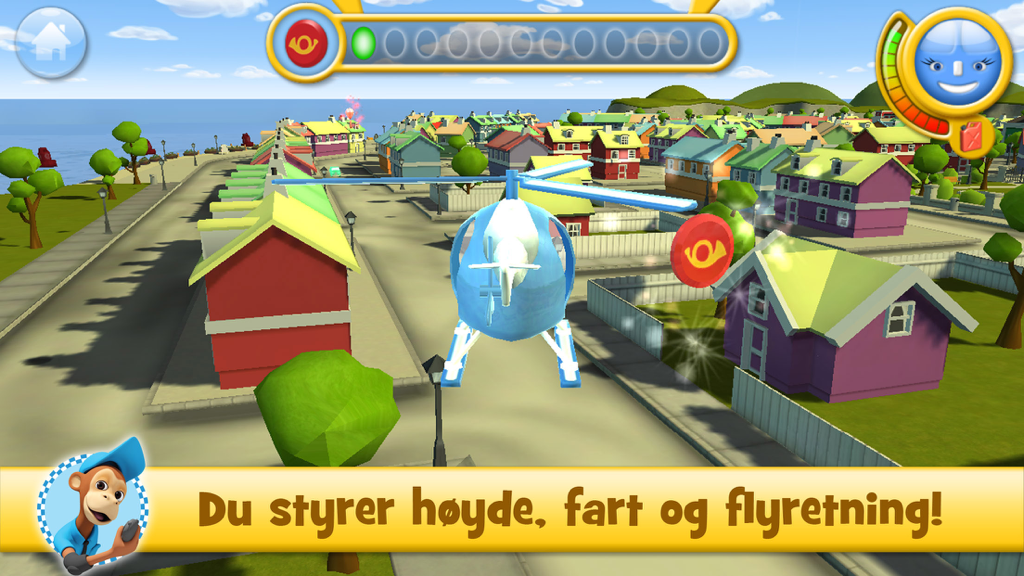Vennebyen - Koptus på oppdrag - Koptus the blue helicopter flying over the colorful City of Friends in a rescue mission game for kids.