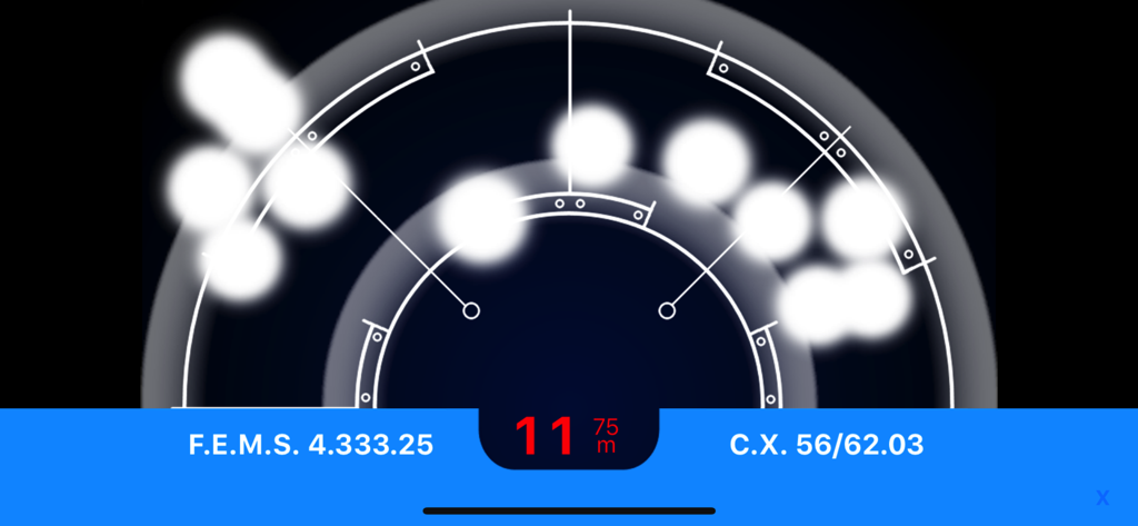 Aliens Motion Tracker - Radar scanner interface of the Aliens Motion Tracker app with multiple signals on screen