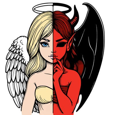 realistic angel half demon