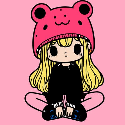 a girl wearing a frog hat and some frog socks