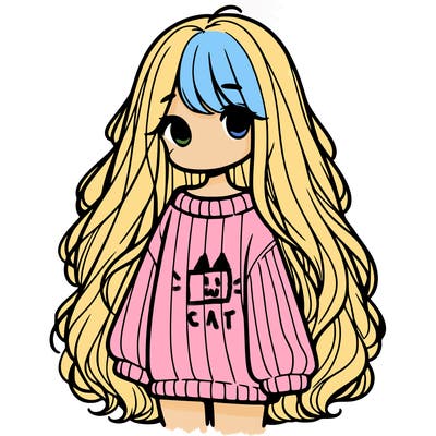 girl with long hair wearing a oversized sweater