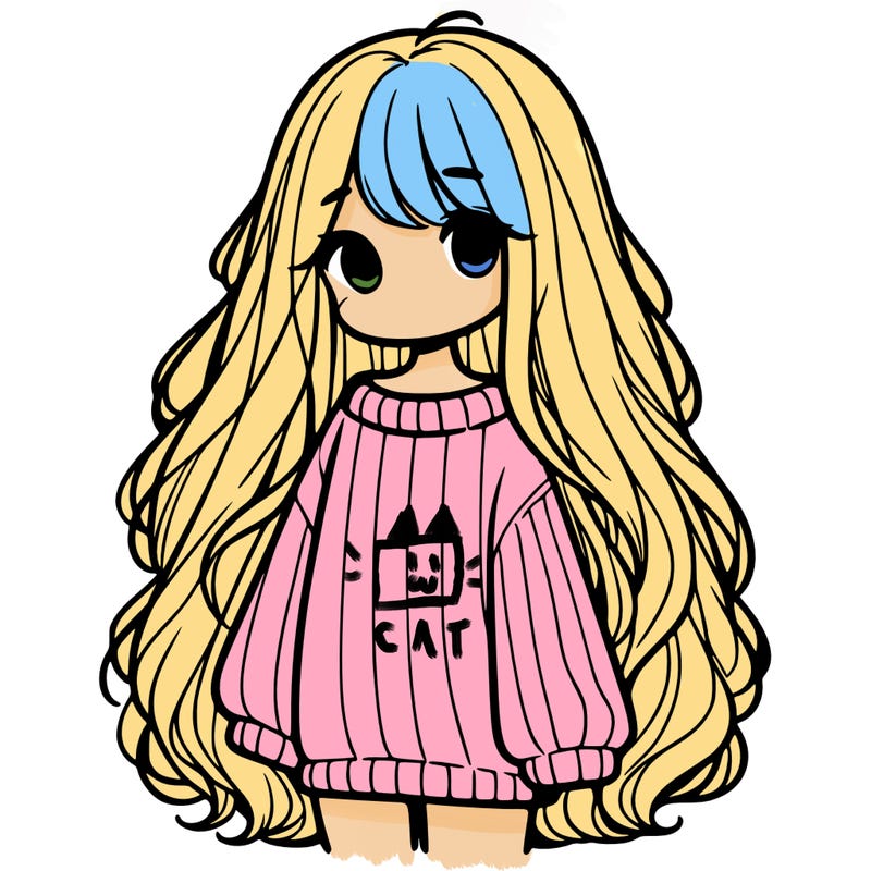 girl with long hair wearing a oversized sweater