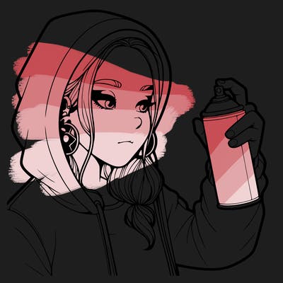 a realistic girl, spray painting