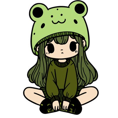 a girl wearing a frog hat and some frog socks