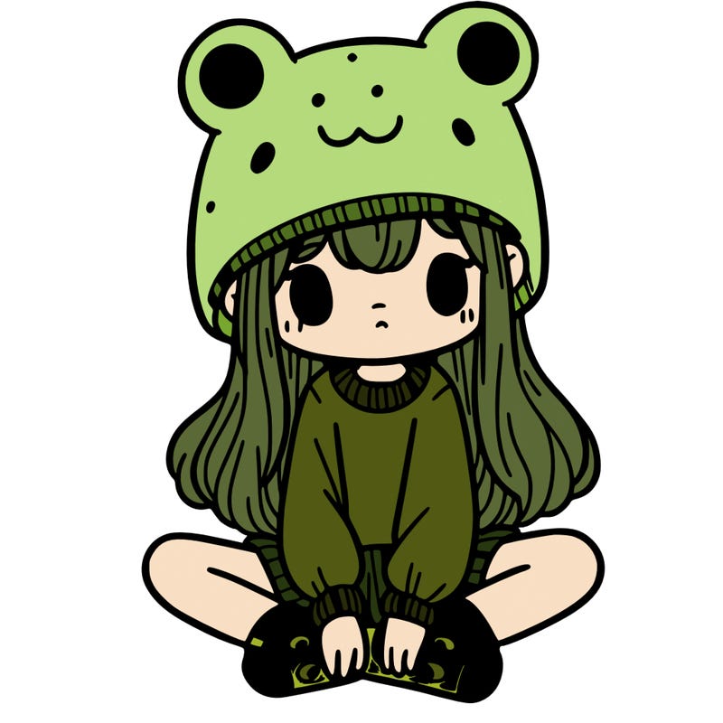 a girl wearing a frog hat and some frog socks