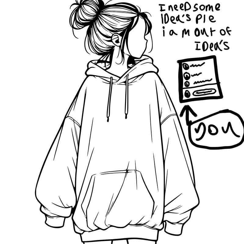 realistic girl with a oversized sweatshirt on and a bun