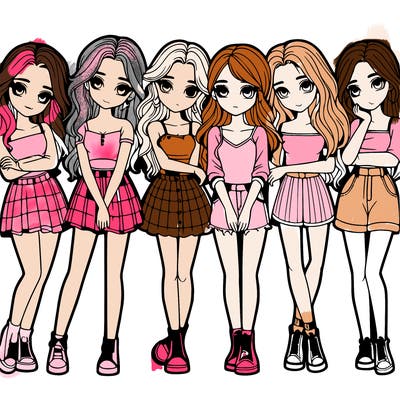a group of girls realistic