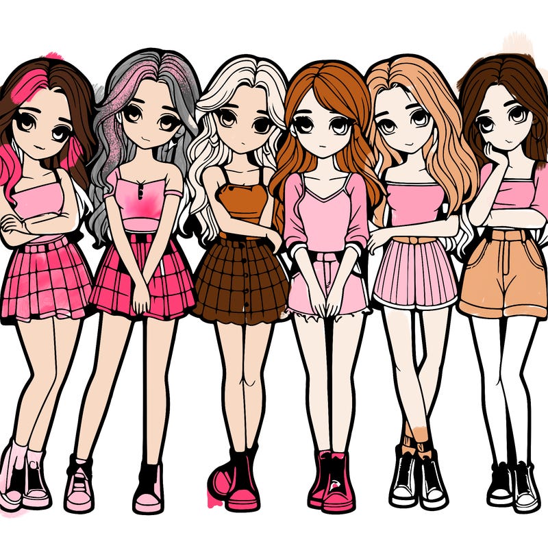 a group of girls realistic