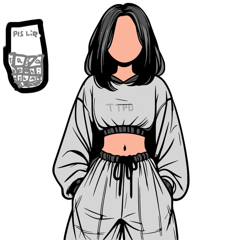 realistic girl faceless with baggy pants and a crop top