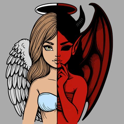 realistic angel half demon